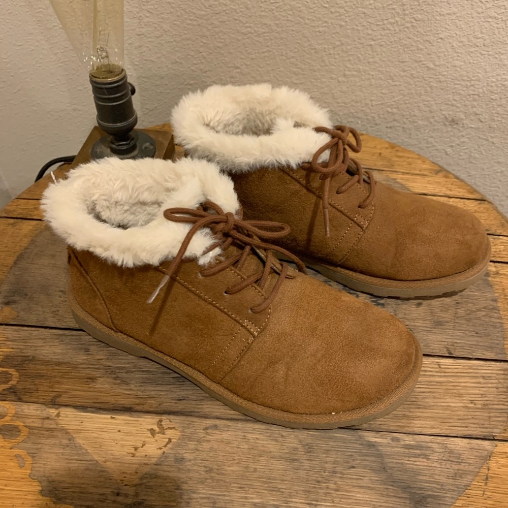Brown Faux Fur Lined Ankle Boots